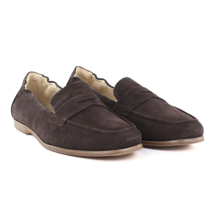 Dámské semišové mokasíny z hnědé kůže Vinceza 18122 Dámské semišové mokasíny z hnědé kůže Vinceza 18122