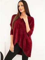 Dámský svetr Plus Size s výstřihem do V bordový