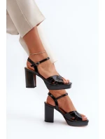 Lakované černé dámské sandály na podpatku D&A model 21656047 - S.Barski