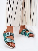 Dámské Pantofle S Přezkami A Briliantem S.Barski RB51-006 Zelené