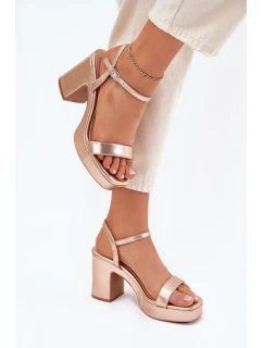 Eko Kožené Sandály Na Podpatku Růžové Zlato model 21699459 - Boto