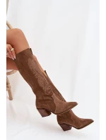 Semišové Kožené Na Podpatku  Béžové model 22031651 - Zazoo