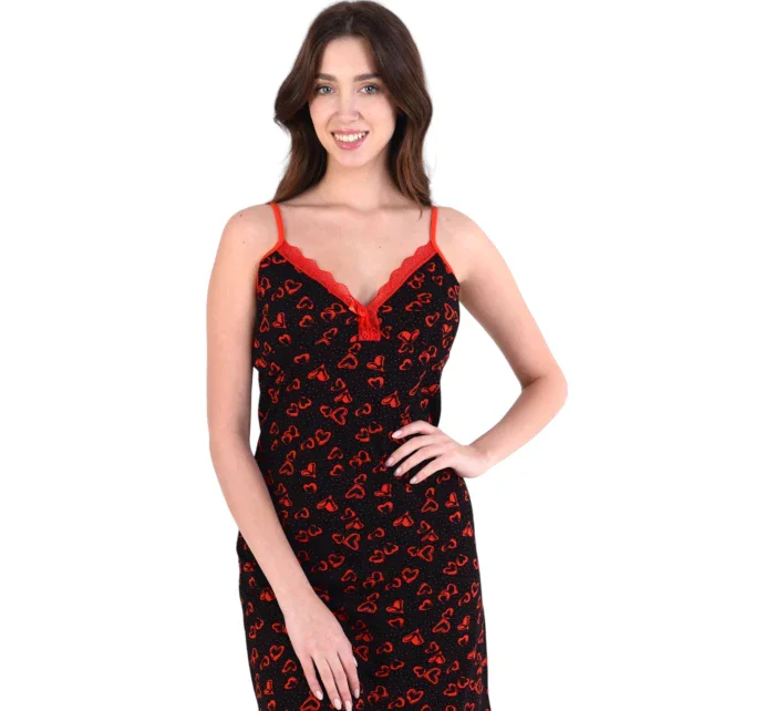 Dámská košilka model 19001976 černá se srdíčky - Karol