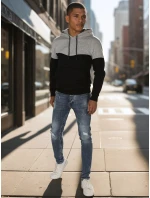 Pánská základní mikina s kapucí světle šedá Dstreet BX5875