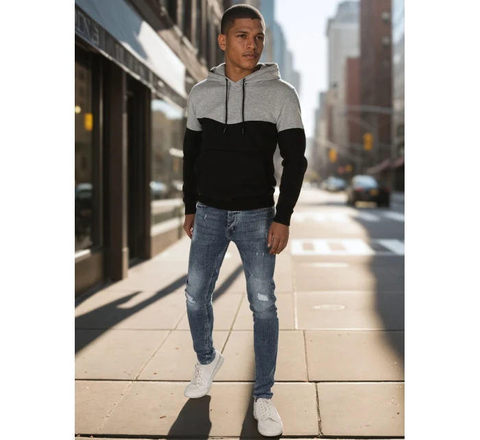 Pánská základní mikina s kapucí světle šedá Dstreet BX5875