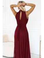 dlouhé šaty s  a elegantní  vínová barva model 21417004 - numoco basic