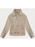 Volná béžová pruhovaná žebrovaná bunda s límcem model 19742968 - MADE IN ITALY Volná béžová pruhovaná žebrovaná bunda s límcem model 19742968 - MADE IN ITALY