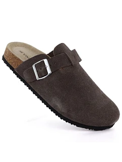 Dámské kožené žabky vestavěné hnědé Vinceza 101332