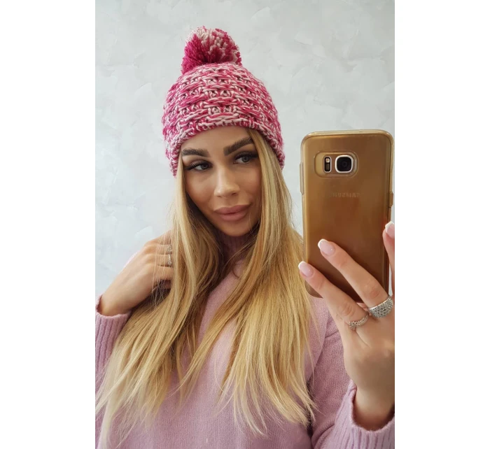 Fleecová čepice Fiona K275 fuchsiová + pudrově růžová