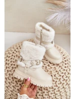 Eko Kožené Boty Pro S Kožíškem A Přezkami Béžové model 21678938 - Boto Eko Kožené Boty Pro S Kožíškem A Přezkami Béžové model 21678938 - Boto