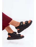 Dámské sandály s ozdobnými detaily na suchý zip černé model 21687995 - Boto Dámské sandály s ozdobnými detaily na suchý zip černé model 21687995 - Boto