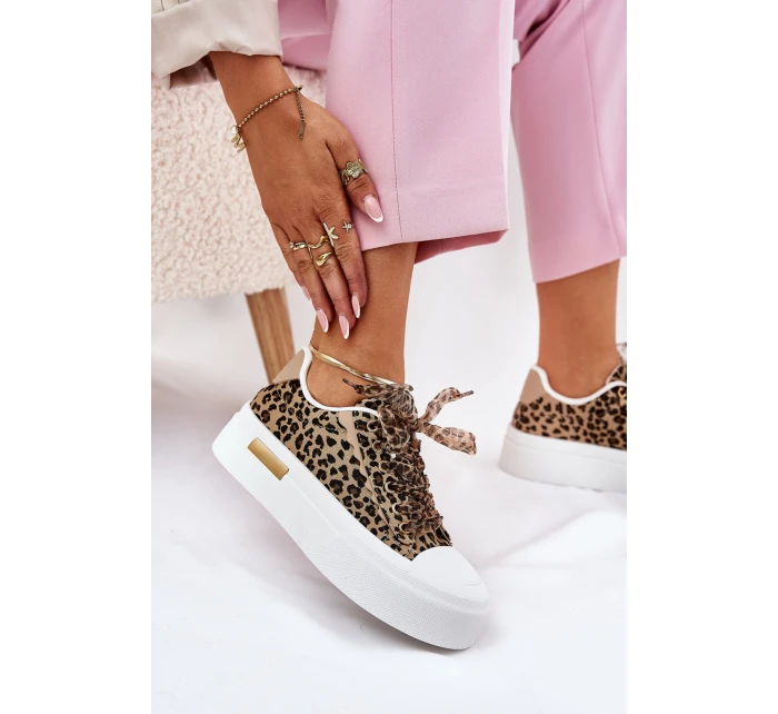 Dámské Tenisky Na Masivní Platformě S Ozdobným Šněrováním Leopardí Hnědé Zidora Dámské Tenisky Na Masivní Platformě S Ozdobným Šněrováním Leopardí Hnědé Zidora