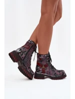 Kožené workery dámské Maciejka 07072-23 bordó