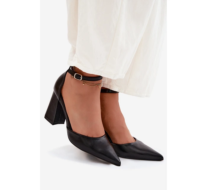 Lodičky na podpatku z imitace kůže Černé model 22122778 - Boto