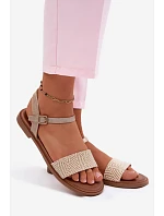 Dámské sandály na nízkém podpatku Zlaté model 22133318 - Boto