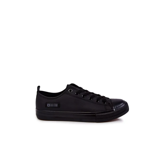 Pánské nízké kožené tenisky Big Star KK174009 Černá Pánské nízké kožené tenisky Big Star KK174009 Černá