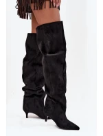 Dámské kozačky na jehlovém podpatku Ysolienne – černé Dámské kozačky na jehlovém podpatku Ysolienne – černé