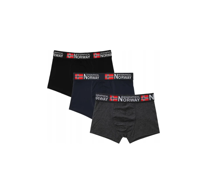 Pánské boxerky 3PACK GN-05 Černá/šedá/tm.modrá - Geographical Norway