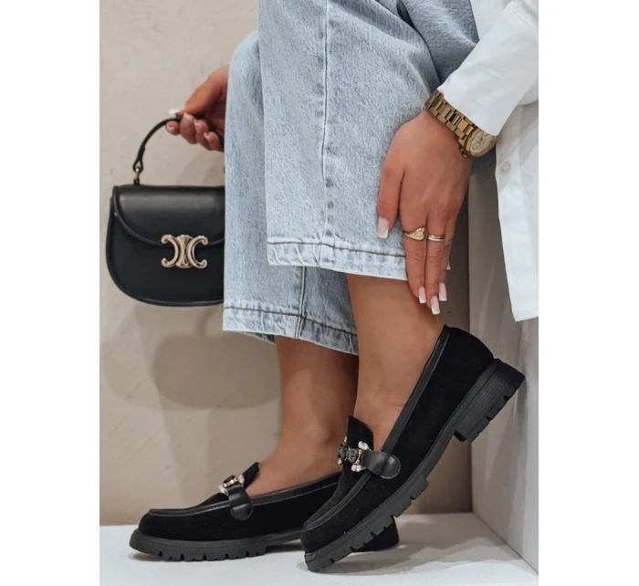 Dámské mokasíny s plochou podrážkou LOFINKA black FashionStreet ZY0798