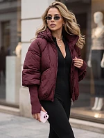 Dámská zimní prošívaná bunda s kapucí, vínová, FashionStreet TY5898