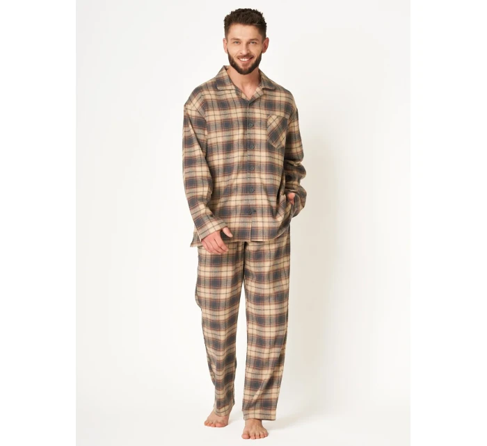 Pyžamo Key MNS 402 B24 Flanelové dlouhé/r 3XL-4XL pánské rozepínací Pyžamo Key MNS 402 B24 Flanelové dlouhé/r 3XL-4XL pánské rozepínací