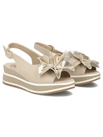 Dámské kožené sandály na platformě béžové Filippo DS7045/26