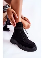 Dámské semišové kozačky zavazované Černá model 21593395 - Boto Dámské semišové kozačky zavazované Černá model 21593395 - Boto