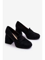 Semišové Lodičky Na Podpatku A Platformě Černe model 21612230 - VINCEZA