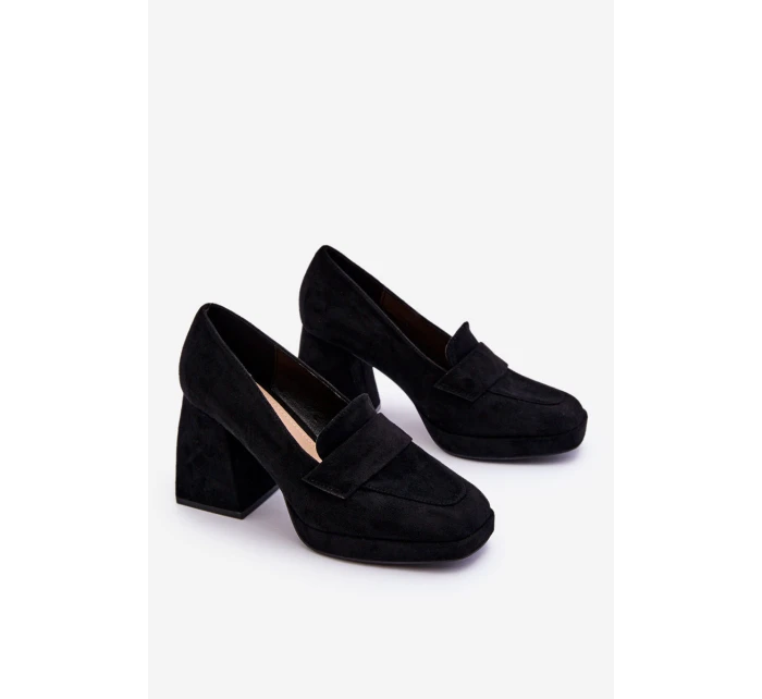 Semišové Lodičky Na Podpatku A Platformě Černe model 21612230 - VINCEZA