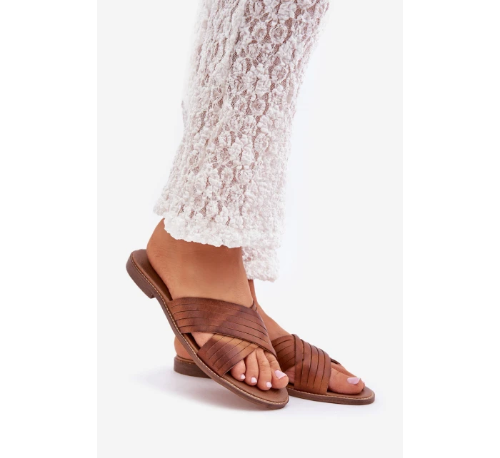 Kožené Dámské Pantofle Lewski Shoes model 21682352 Camel - Boto Kožené Dámské Pantofle Lewski Shoes model 21682352 Camel - Boto