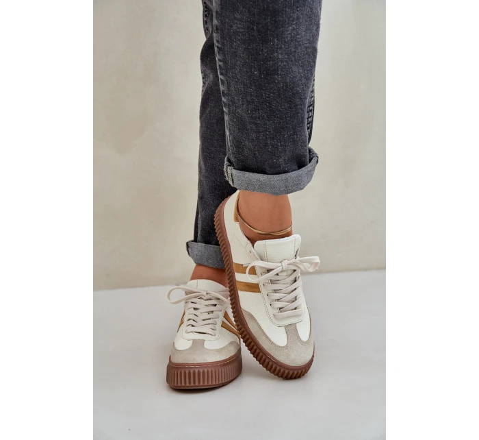 Zazoo N1068S6 Kožené Nízké Sneakersy Dámské Na Platformě Béžové