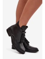Zateplené dámské kotníkové boty na ploché  Černé model 21713611 - S.Barski
