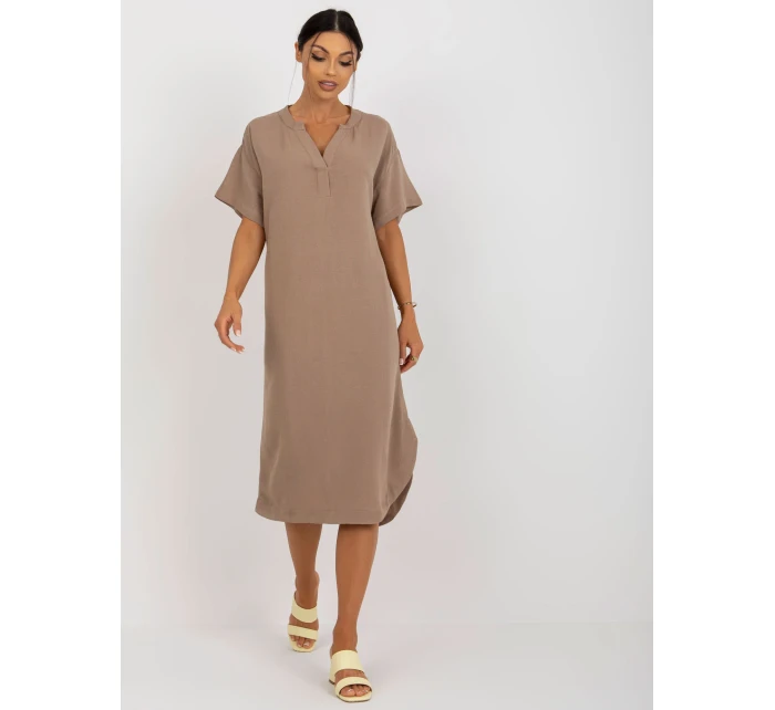 Sukienka TW SK BE model 18496729 ciemny bezowy - FPrice Sukienka TW SK BE model 18496729 ciemny bezowy - FPrice