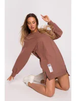 M676 Svetr tunika se zipy - čokoládová M676 Svetr tunika se zipy - čokoládová