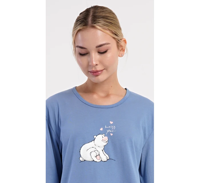 Dámské pyžamo dlouhé Méďa a model 21417076 - Vienetta Dámské pyžamo dlouhé Méďa a model 21417076 - Vienetta