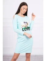 Šaty s potiskem Love v mátové barvě Šaty s potiskem Love v mátové barvě
