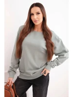 Dámská mikina z bavlny basic s kulatým výstřihem tmavě mátová