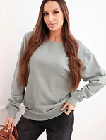 Dámská mikina z bavlny basic s kulatým výstřihem tmavě mátová