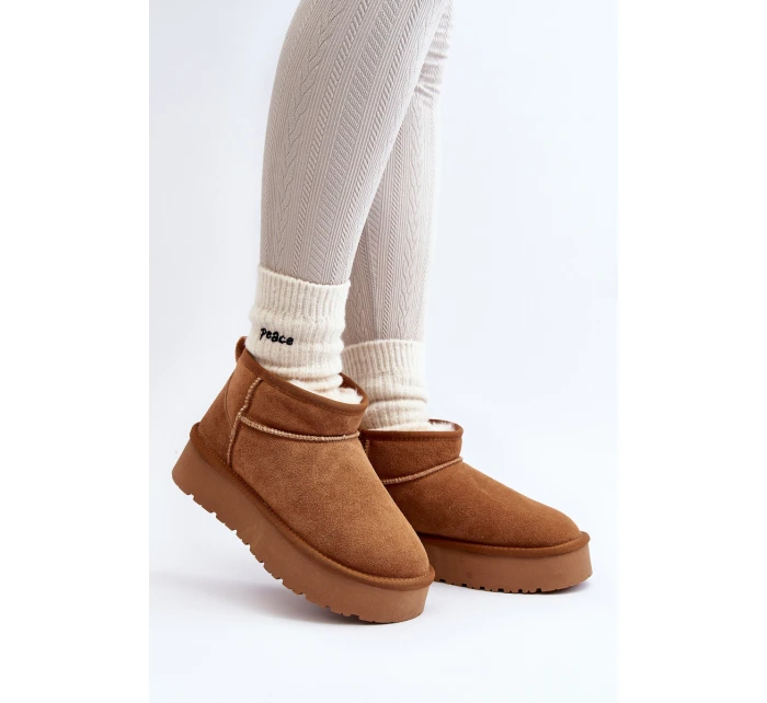 Módní semišové nízké sněhule Camel model 21607395 - Boto Módní semišové nízké sněhule Camel model 21607395 - Boto