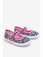 Dětské balerínky na suchý zip v potisku námořnické modré a růžové Selah Dětské balerínky na suchý zip v potisku námořnické modré a růžové Selah