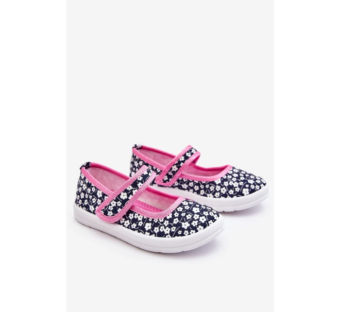 Dětské balerínky na suchý zip v potisku námořnické modré a růžové Selah Dětské balerínky na suchý zip v potisku námořnické modré a růžové Selah