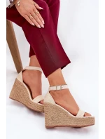 Dámské Sandály Na Klínu S Pletením Béžové model 21687930 - Boto