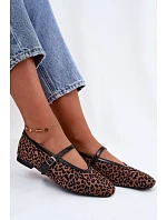 Baleríny s páskem imitace semiše leopard Camoria