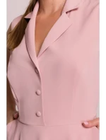 S409 Košilové šaty ve fitted střihu - pudrové