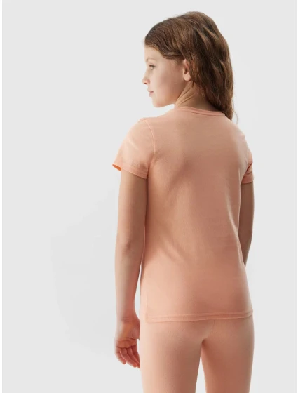 Dívčí hladké tričko 4F - pudrově korálové