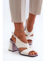 Dámské sandály na vysokém podpatku bílé D&A Dámské sandály na vysokém podpatku bílé D&A