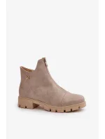 Zateplené Dámské Kotníkové Boty S Eko Kožené Zlaté model 20712781 - Kesi Zateplené Dámské Kotníkové Boty S Eko Kožené Zlaté model 20712781 - Kesi