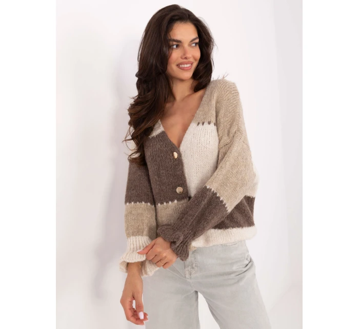 Dámský svetr MI SW 0903.87 Béžovohnědý s ecru - FPrice