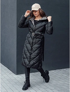 Dámský prošívaný kabát s kapucí model 22373472 černý - FashionStreet