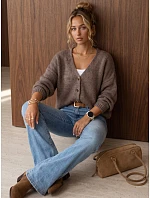 Kardigan damski luźny na guziki mokka FashionStreet MY2574 Kardigan damski luźny na guziki mokka FashionStreet MY2574